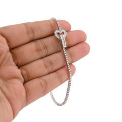 1.5MM 14k White Gold 6.5g 1.25CTW Natural Diamond Heart Tennis Bracelet 7 Inches