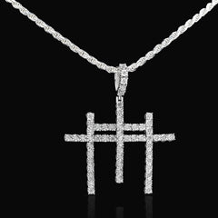 925 Silver 0.55 CTW Natural Diamond Religious 3 Cross Pendant 7.7g Mens Charm