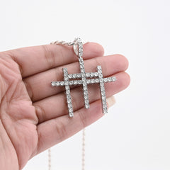 925 Silver 0.55 CTW Natural Diamond Religious 3 Cross Pendant 7.7g Mens Charm