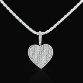 Sterling Silver 0.35 CTW Natural Diamond Heart Shaped Pendant 7.3g Womens Charm