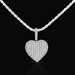 Sterling Silver 0.35 CTW Natural Diamond Heart Shaped Pendant 7.3g Womens Charm