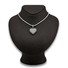 Sterling Silver 0.35 CTW Natural Diamond Heart Shaped Pendant 7.3g Womens Charm