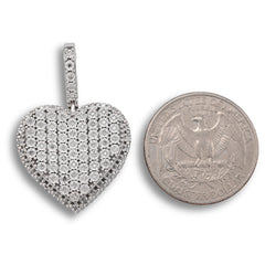 Sterling Silver 0.35 CTW Natural Diamond Heart Shaped Pendant 7.3g Womens Charm