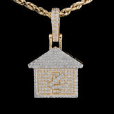 Pure 10k Yellow Gold 0.62CT Natural Diamond Trap House Pendant 2.8g HipHop Charm