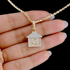 Pure 10k Yellow Gold 0.62CT Natural Diamond Trap House Pendant 2.8g HipHop Charm