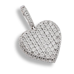 Sterling Silver 0.35 CTW Natural Diamond Heart Shaped Pendant 7.3g Womens Charm