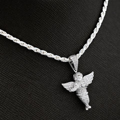 Sterling Silver 0.45 CTW Natural Diamond Angel Pendant 3.3g Unisex Adults Charm