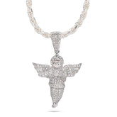 Sterling Silver 0.45 CTW Natural Diamond Angel Pendant 3.3g Unisex Adults Charm