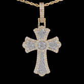 10k Yellow Gold 2.35CT Natural Diamond Cross Pendant 2.35g Mens Religious Charm