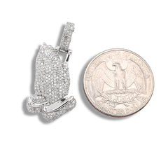 10k White Gold 1 CTW Natural Diamond Religious Praying Hand Pendant 5.3g Charm