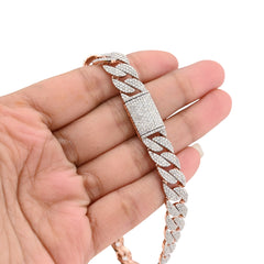 Mens 10MM 10k Rose Gold 26.2g 6.32CTW Natural Diamond Cuban Link Bracelet 8 Inch