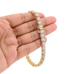 6MM 10k Yellow Gold 18.2g 4.12CTW Natural Round/Baguette Diamond Tennis Bracelet