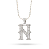 925 Silver 2 CTW Natural Diamond Round/Baguette Initial "N" Pendant 11.9g Charm