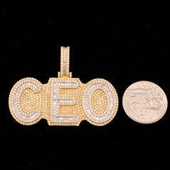 10k Yellow Gold 6.5CTW Pure Round/Baguette Diamond 24.1g CEO Solid Back Charm