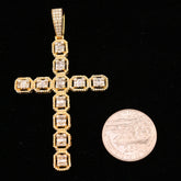 10k Yellow Gold 3.5CTW Natural Round & Baguette Diamond Cross Pendant 7.7g Charm
