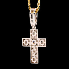 20MM 10k White Gold 2CTW Natural Baguette Diamond 6.4g Cross Pointer Charm