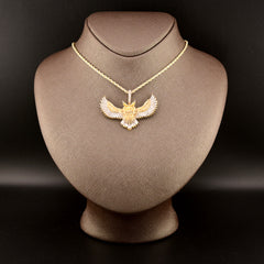 50MM 10k Yellow Gold 2.5CTW Natural Round Diamond 12.3g Owl Pendant Charm