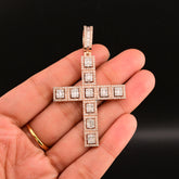 37MM 10k Rose Gold 4CTW Natural Diamond 9.1g Cross Charm With Baguette & Pointer