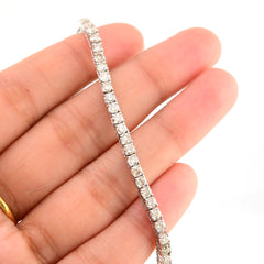 3MM 10k White Gold 7 Inch 5.5CTW Natural Diamond Tennis Bracelet 11.2gms