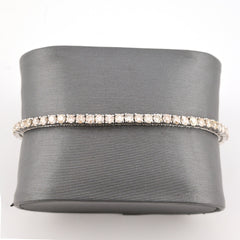3MM 10k White Gold 7 Inch 5.5CTW Natural Diamond Tennis Bracelet 11.2gms
