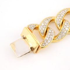 17MM 10k Yellow Gold 8.5 Inch 10CTW Natural Diamond Mens Cuban Bracelet 91.2gms