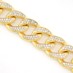 17MM 10k Yellow Gold 8.5 Inch 10CTW Natural Diamond Mens Cuban Bracelet 91.2gms