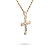 1/10th 10k Gold Bonded 925 2Tone Textured Tube Cross Crucifix Pendant 1.3g Charm