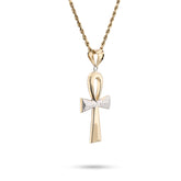1/10th 10k Gold Bonded 925 Two Tone Ankh Cross Penant Religious 2g Mens Charm