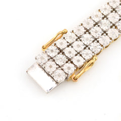9MM 10k Yellow Gold 2CTW Natural Triple Row Diamond 24g Tennis Bracelet 8 Inch