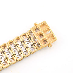 9MM 10k Yellow Gold 2CTW Natural Triple Row Diamond 24g Tennis Bracelet 8 Inch