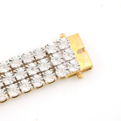 9MM 10k Yellow Gold 2CTW Natural Triple Row Diamond 24g Tennis Bracelet 8 Inch