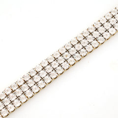 9MM 10k Yellow Gold 2CTW Natural Triple Row Diamond 24g Tennis Bracelet 8 Inch