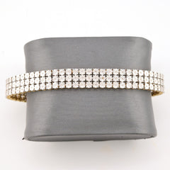 9MM 10k Yellow Gold 2CTW Natural Triple Row Diamond 24g Tennis Bracelet 8 Inch