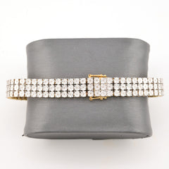 9MM 10k Yellow Gold 2CTW Natural Triple Row Diamond 24g Tennis Bracelet 8 Inch