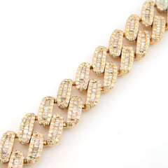 13MM 10k Yellow Gold 12CTW Pure Round/Baguette Diamond 55.7g 8In Cuban Bracelet