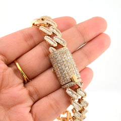 13MM 10k Yellow Gold 12CTW Pure Round/Baguette Diamond 55.7g 8In Cuban Bracelet