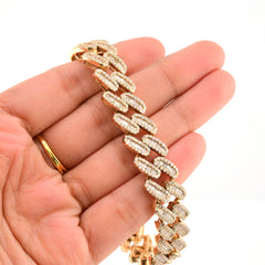 13MM 10k Yellow Gold 12CTW Pure Round/Baguette Diamond 55.7g 8In Cuban Bracelet