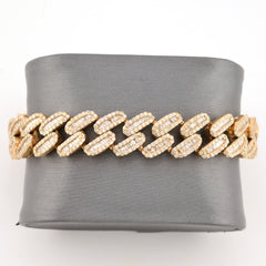 13MM 10k Yellow Gold 12CTW Pure Round/Baguette Diamond 55.7g 8In Cuban Bracelet
