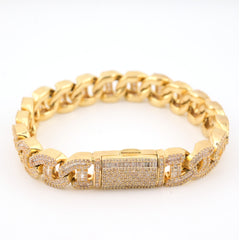 12MM 10k Yellow Gold 10.5CTW Pure Diamond 58.8g Miami Style Cuban 8.5In Bracelet