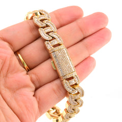 12MM 10k Yellow Gold 10.5CTW Pure Diamond 58.8g Miami Style Cuban 8.5In Bracelet