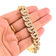 12MM 10k Yellow Gold 10.5CTW Pure Diamond 58.8g Miami Style Cuban 8.5In Bracelet