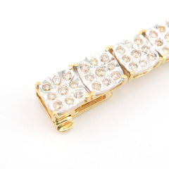 6MM 10k Yellow Gold 4CTW Pure Diamond Bracelet Square Fanouk 13.2gms Links 8Inch