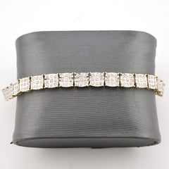 6MM 10k Yellow Gold 4CTW Pure Diamond Bracelet Square Fanouk 13.2gms Links 8Inch