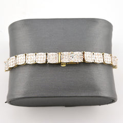 10k Yellow Gold Women 4CTW Diamond Square Fanouk Tennis Bracelet 13.2g 8 Inch