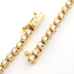 3MM 10k Yellow Gold 9CTW Diamond Tennis Solitaire Chain 29.4g 23 Inches Necklace