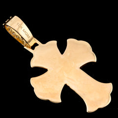 10k Yellow Gold Cross With Blue Lab Diamonds Round/Baguette Pendant 11.1g Charm