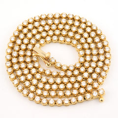 8MM 10k Yellow Gold 20 Inch 18CTW Round/Baguette Diamond Tennis Chain 58.3gms