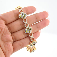 10k Yellow Gold 2.8CTW Diamond Cross Clover Infinity Gem Bracelet 27.6g 8 Inch