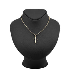 Two Tone 1/10th 10k Gold Bonded 925 Puffy Cross Pendant 0.8gms Religious Charm