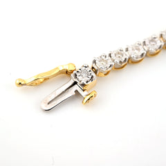 10k Yellow Gold Women 0.8CTW Baguette Diamond Heart Tennis Bracelet 7.6g 7Inch